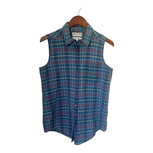 Columbia Tops - Vintage Columbia Plaid Button-Up Cotton Tank M 90's Granola